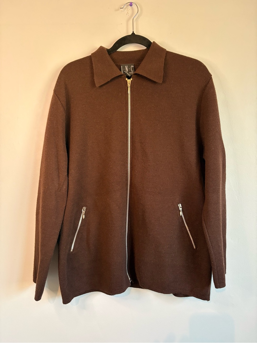 INC International Concepts Vintage Brown Zip-Up Shirt Jacket